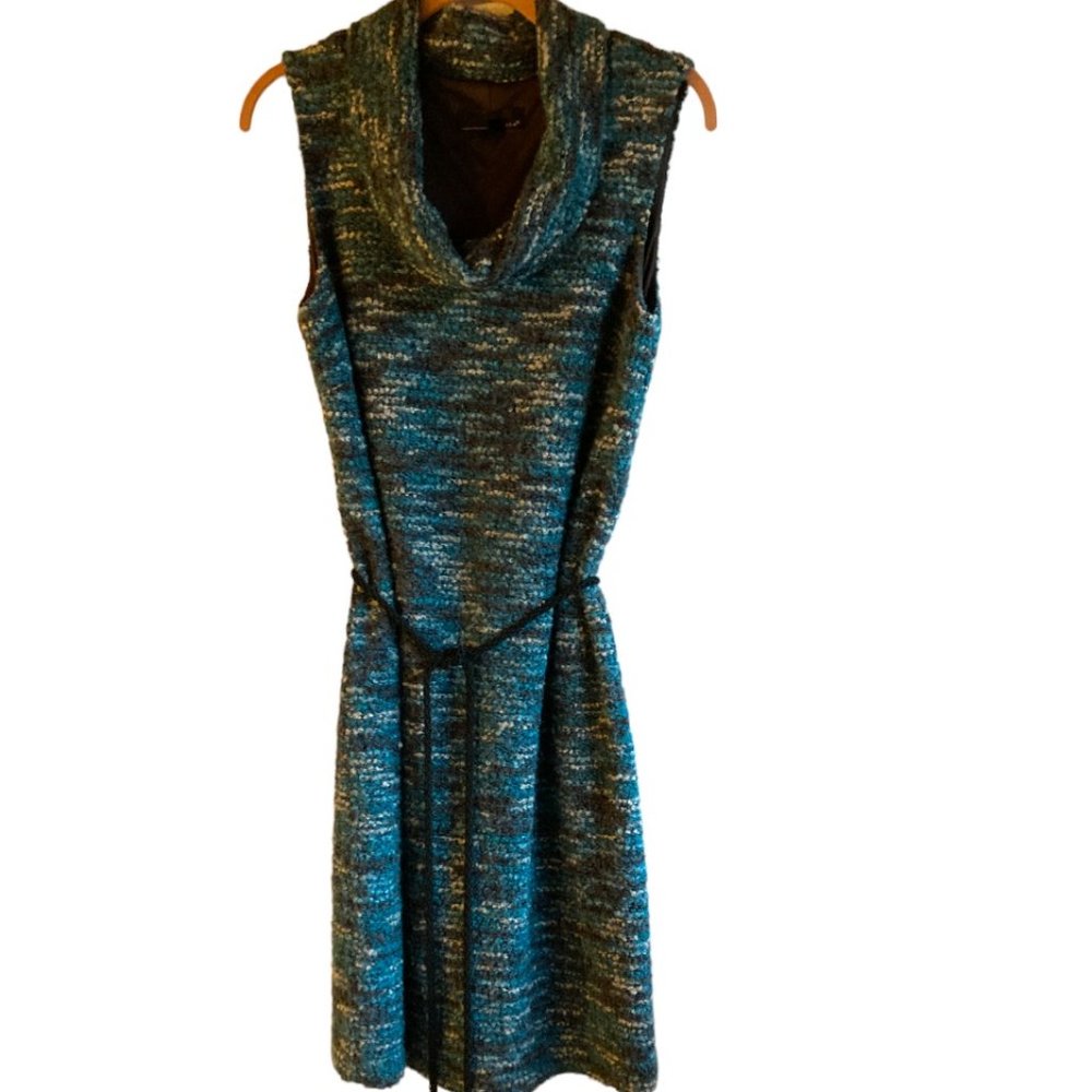 Laudrew Boucle Knit Cowl Neck Sleeveless Sweater Dress, sz. 8